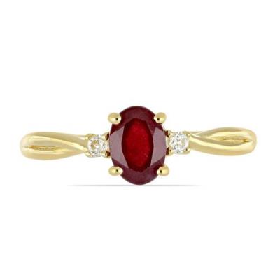 BUY NATURAL GLASS FILLED RUBY GEMSTONE CLASSIC RING IN STERLING SILVER